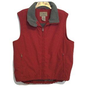 LL Bean Fleece Lined Vest Maroon Red Large